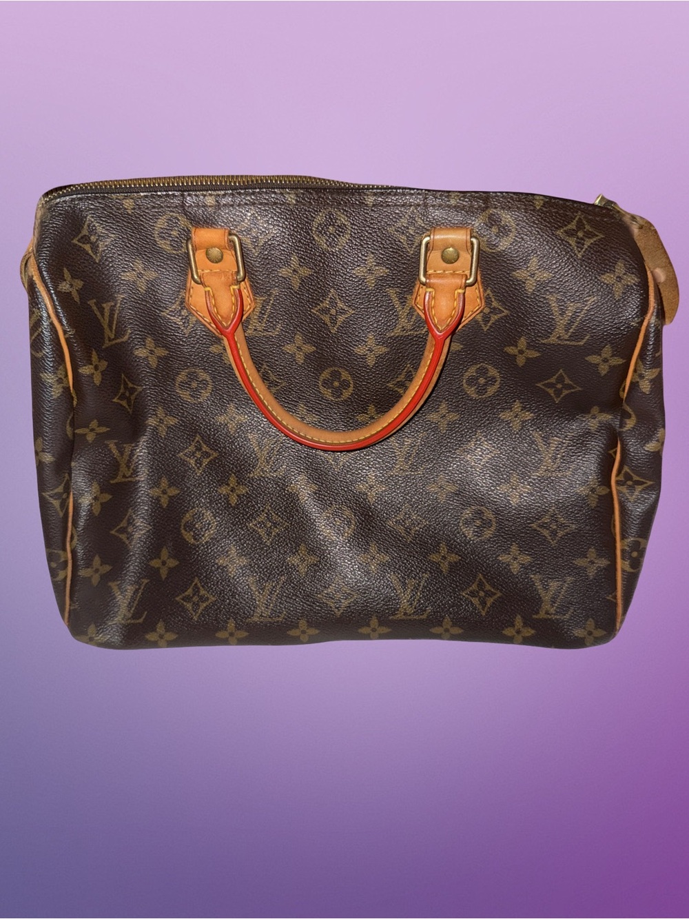 Louis Vuitton Monogram Canvas Satchel with Red-Trim Handles